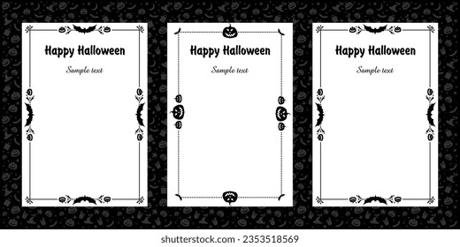 Happy Halloween banner or party invitation background. Place for text. Good for Halloween, Dia de Muertos holiday decoration. Template for menu, poster, invitation etc. Vector illustration