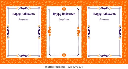 Happy Halloween banner or party invitation background. Place for text. Good for Halloween, Dia de Muertos holiday decoration. Template for menu, poster, invitation etc. Vector illustration