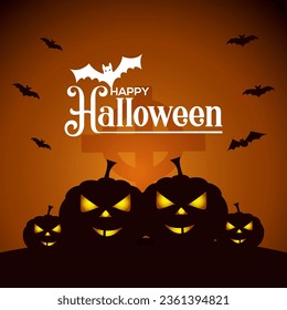 Happy halloween banner or party invitation background with violet Zombie.