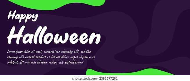Happy Halloween banner or party invitation background with clouds, bats and pumpkins in paper cut style. Vector illustration. Full moon in orange sky, spiders web and witch cauldron. Place for text