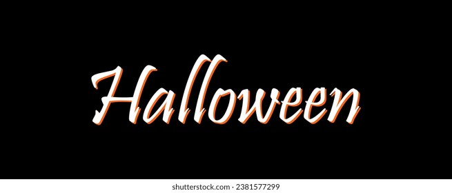 Happy Halloween banner or party invitation background with clouds, bats and pumpkins in paper cut style. Vector illustration. Full moon in orange sky, spiders web and witch cauldron. Place for text