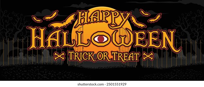 Happy Halloween banner or party invitation background. Halloween greeting vector design illustration