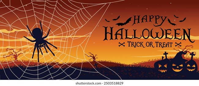 Happy Halloween banner or party invitation background. Halloween greeting vector design
