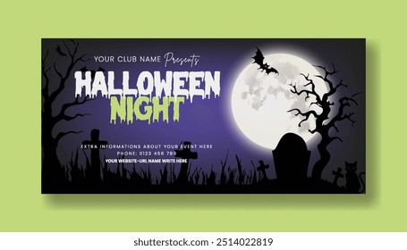 Happy Halloween banner or party invitation background with scary Halloween background place for text, Halloween costume contest party banner, Halloween sale offer banner design