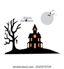 Happy halloween banner or party invitation on white background.