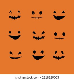 Happy Halloween Banner Party  Vector illustration. Spooky Holiday Funny Pumpkin Faces