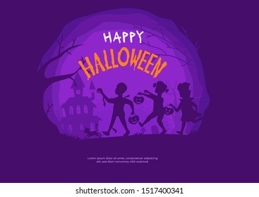 Happy Halloween. Banner or poster for your holiday. Vector illustration