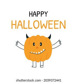 Happy Halloween banner with pumpkin