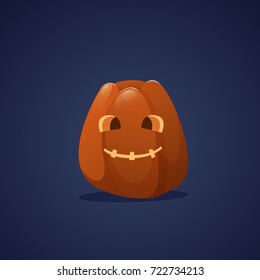 Happy Halloween Banner Pumpkin Traditional Decoration Horror Party Greeting Card Flat Vector Illustration