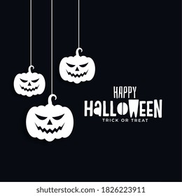 happy halloween banner with scary hanging pumpkins