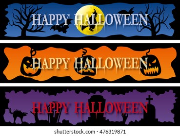 Happy halloween banner set