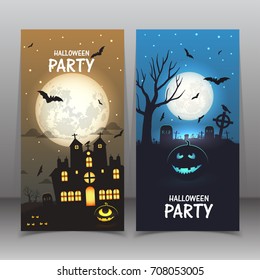 Happy Halloween banner. set background vector illustration,Set of vector design elements.