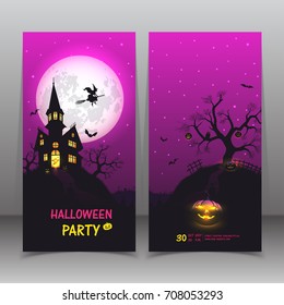 Happy Halloween banner. set background vector illustration,Set of vector design elements.