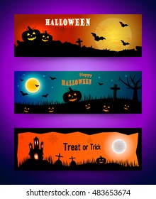 Happy halloween banner set. Collection of halloween header