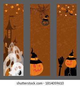 Happy halloween banner. Set of vector design elements.