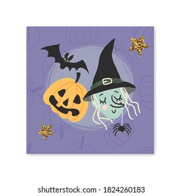 Happy halloween banner. Set of vector design elements.