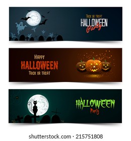 Happy Halloween banner set. Vector