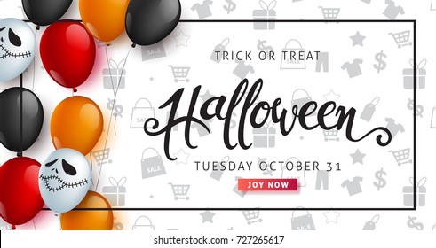 Happy Halloween banner template decor with balloons design.banners party invitation.Vector illustration .