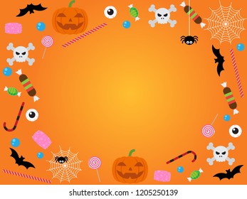
Happy Halloween banner template on orange background - Vector illustration