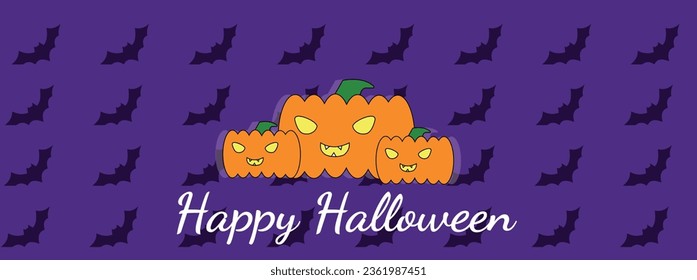 Happy Halloween banner template with halloween pumpkin and Halloween Elements . Website spooky,Background or banner Halloween template