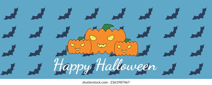 Happy Halloween banner template with halloween pumpkin and Halloween Elements . Website spooky,Background or banner Halloween template