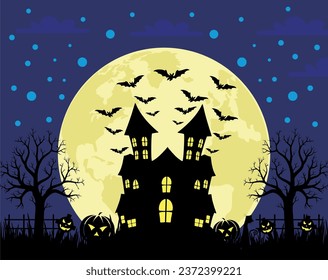 Happy Halloween banner template with halloween pumpkin and Halloween Elements on wood background