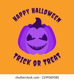 Happy halloween banner. Happy Halloween text for greeting cards, invitations, posters, banners, flyers. Happy Halloween vector lettering. Color icon jack-o-lantern isolated. Vector illustration