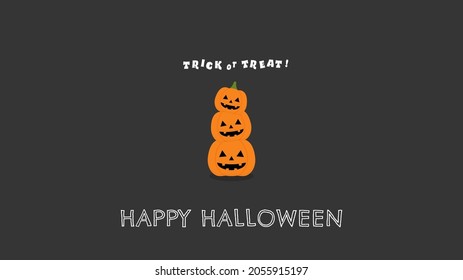 Happy Halloween banner with Text and jack-o-lantern pumpkin on black background. 