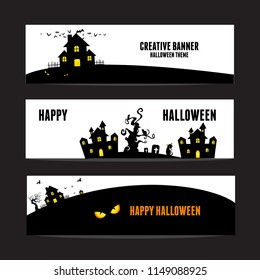 happy halloween banner, vector.