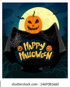 Happy Halloween banner. Vector design illustration