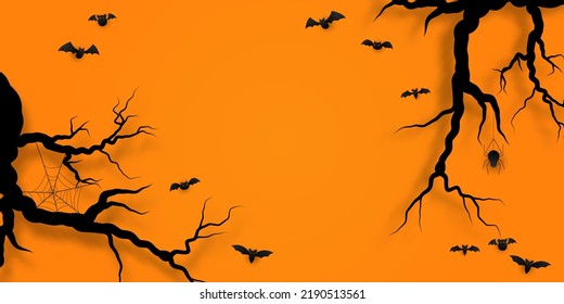 Happy Halloween Banner Vector Illustration With Bats beautifully arranged