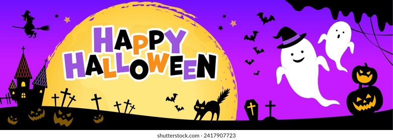 Happy Halloween Banner Vector Illustration (3:1)