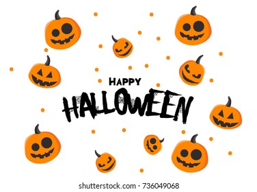 Happy halloween banner. Vector illustration with pumpkins. Trick or treat.