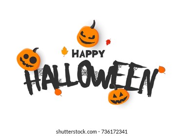 Happy halloween banner. Vector illustration with pumpkins. Trick or treat.