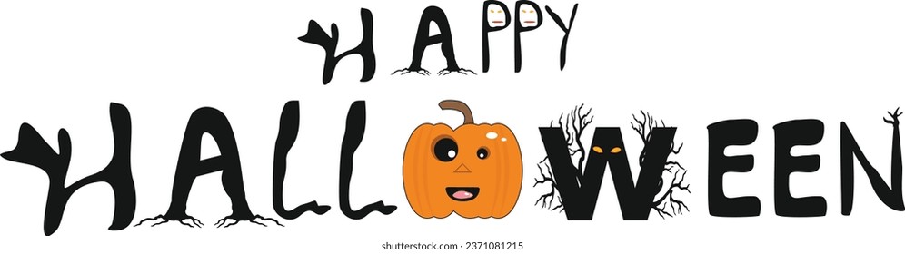 Happy Halloween Banner or vector lettering, poster invitation card, illustration 