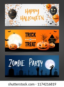 Happy halloween banner vector set