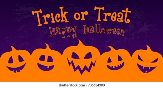 Happy Halloween - banner with wishes and scary lanterns. Vector.