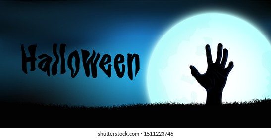 Happy Halloween banners with blue and dark background,Vector illustration