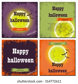 Happy Halloween banners horror holiday set design, Trick or treat, Zombie party, vector illustration. October night halloween party celebration background.