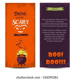 Happy Halloween banners horror holiday set design, Trick or treat, Zombie party, vector illustration. October night halloween party celebration background.