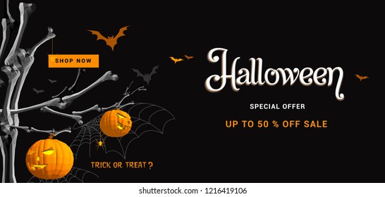 Happy Halloween banners party invitation or sale poster background with Cobweb glowing lights .Vector illustration .text of "halloween"