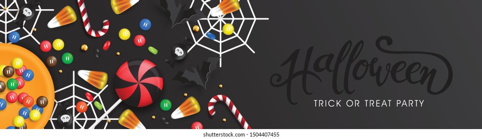 Happy Halloween banners party invitation background.Vector illustration .