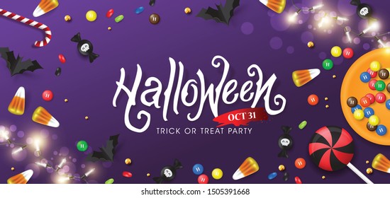 Happy Halloween banners party invitation background.Vector illustration .