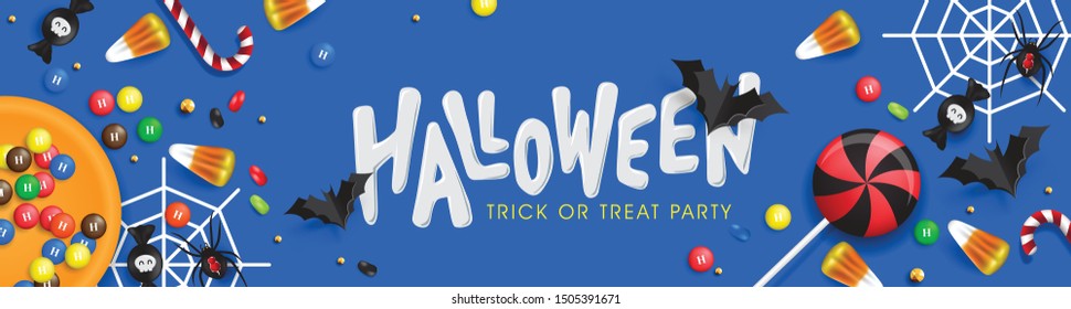 Happy Halloween banners party invitation background.Vector illustration .