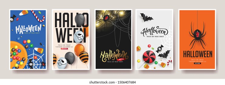 Happy Halloween banners party invitation background.Vector illustration .