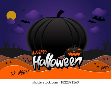Happy Halloween banners or party invitation background.Vector illustration