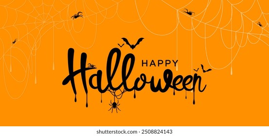 Feliz Halloween banners ou fundo de convite da festa. Fundo de aranha e teia de aranha