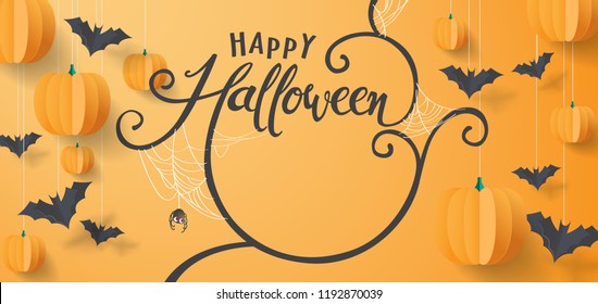 Happy Halloween banners party invitation.Vector illustration .calligraphy of "halloween".