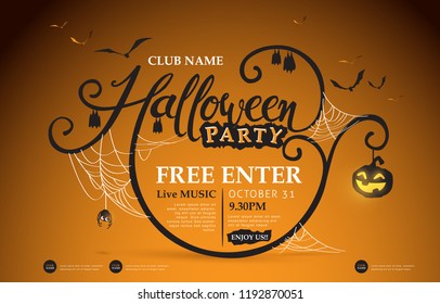 Happy Halloween banners party invitation.Vector illustration .calligraphy of "halloween".