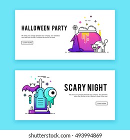 Happy halloween banners set.